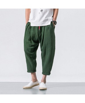 Men's Pants Casual Baggy Harem Pants Loose Drawstring Jogger 3/4 Capri Pants with Big Pockets - Army Green - CF18WLA0Y40 $29....