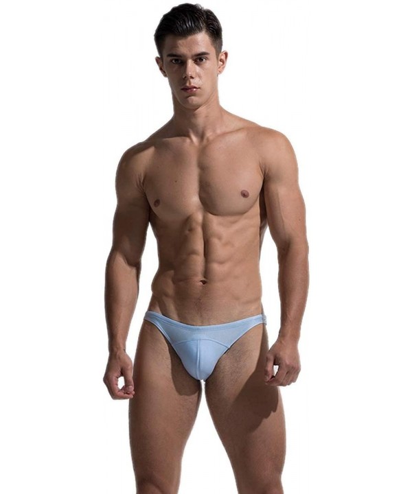 Men's Summer Solid Swimwear Briefs Low Waist Sexy Bikini Beach Swimming Trunks S204 - Blue - CF18U5LOITQ $16.63-Trunks