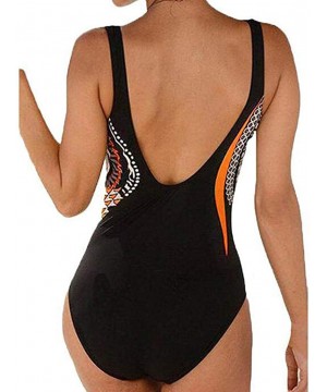 Womens Sexy Monokini Vintage Retro Tummy Control Bathing Suit Elastic High Cut Low One Piece Swimsuits Swimwear - X-6 Orange ...