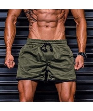 Sports Solid Shorts Basic Workout Fitness Gym Bodybuilding Casual Underwear Shorts - Green - CR18RQY88XY $20.99-Racing