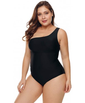 Womens Sexy Black Grey Color Block Ruched Plus Size Swimwear One Piece Swimsuits ((US 14-16) XL- Black2) - Black2 - C918SW4LX...