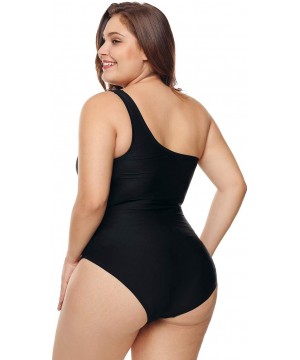 Womens Sexy Black Grey Color Block Ruched Plus Size Swimwear One Piece Swimsuits ((US 14-16) XL- Black2) - Black2 - C918SW4LX...