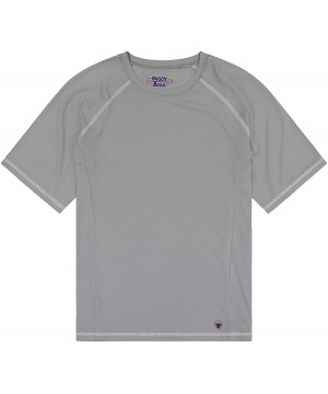 Men's UPF 50+ Swim Shirt - Short Sleeve Quick Dry Rashguard - Grey / White Stitching - CA187EHR9AA $14.91-Rash Guards