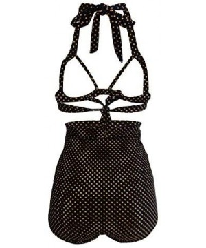 Women's Vintage Polka Dot High Waisted Bathing Suits Bikini Set - Black Dots - CT18TQKOLR2 $24.15-Sets