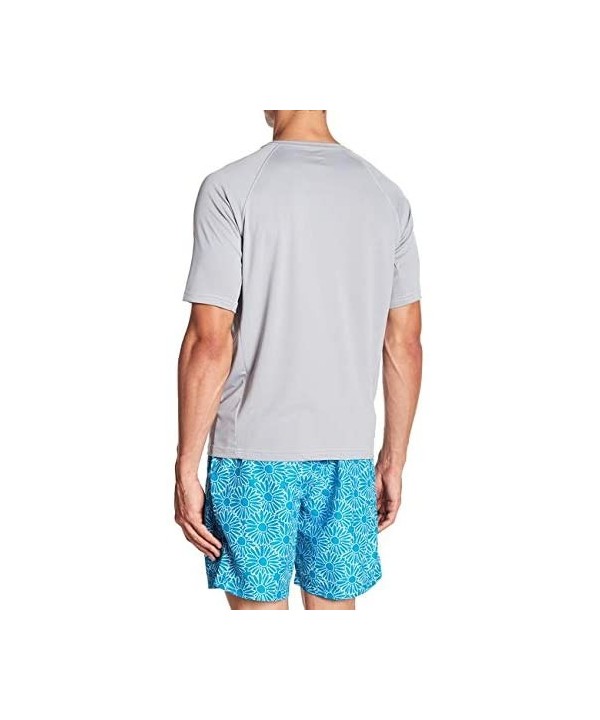 Men's UPF 50+ Swim Shirt - Short Sleeve Quick Dry Rashguard - Grey / White Stitching - CA187EHR9AA $14.91-Rash Guards