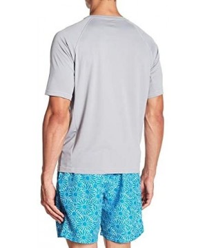 Men's UPF 50+ Swim Shirt - Short Sleeve Quick Dry Rashguard - Grey / White Stitching - CA187EHR9AA $14.91-Rash Guards