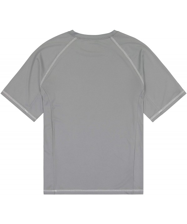 Men's UPF 50+ Swim Shirt - Short Sleeve Quick Dry Rashguard - Grey / White Stitching - CA187EHR9AA $14.91-Rash Guards