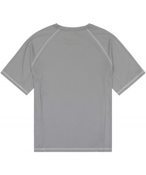 Men's UPF 50+ Swim Shirt - Short Sleeve Quick Dry Rashguard - Grey / White Stitching - CA187EHR9AA $14.91-Rash Guards