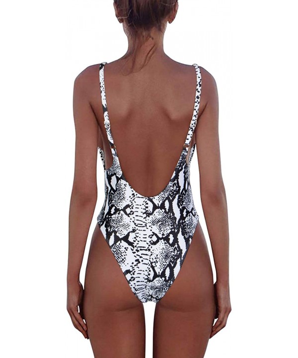 Women's One Piece Tummy Control V Neck Backness Swimsuits Bathing Suit Swimwear Beachwear - 01_white Snake - CD19707ZULS $18....