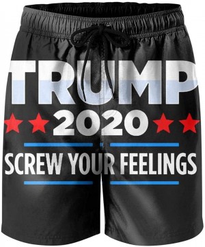 Trump-2020-star-blue- Man Swim Shorts Side Split Swim Trunks - White-30 - CW18U0L4L6A $22.56-Board Shorts