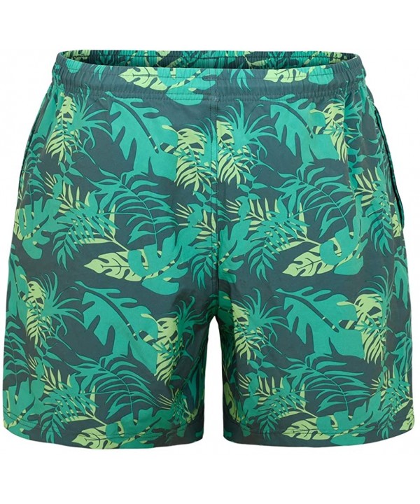 Men's Swim Trunks Quick Dry Beach Board Shorts Bathing Suits with Pocket - Green - CJ18XGYYHYL $17.56-Board Shorts