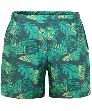 Men's Swim Trunks Quick Dry Beach Board Shorts Bathing Suits with Pocket - Green - CJ18XGYYHYL $17.56-Board Shorts