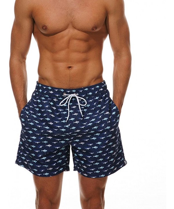 Men's Swim Trunks Quick Dry Swimsuit Beach Shorts with Pockets - Blue - CK18NDE5YSE $24.13-Trunks