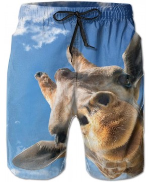 Men Bathing Suit Swim Trunks Quick Dry Beach Shorts - Funny Giraffes Family - Funny Giraffe Sky Blue - CB18X68Y64O $23.72-Boa...