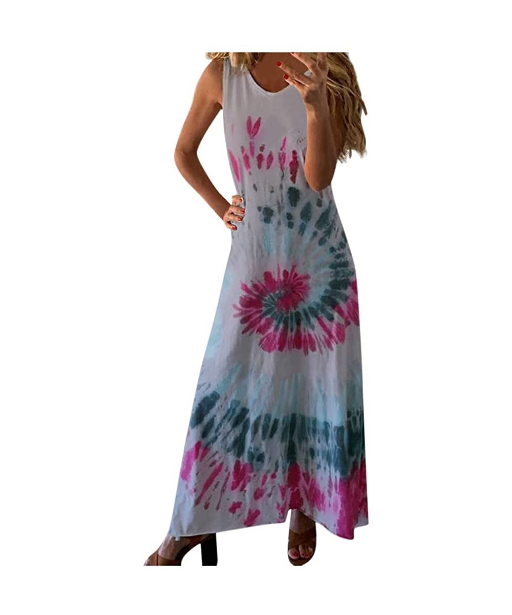 Women's Summer Casual Bohemian Spaghetti Strap Floral Printed Long Maxi Dress Sleeveless Tank Dresses Beach Sundress - Z2-gra...