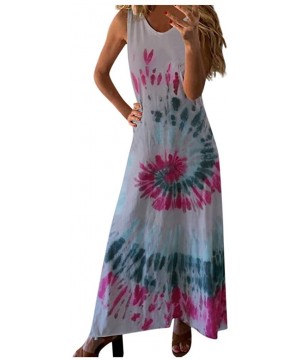 Women's Summer Casual Bohemian Spaghetti Strap Floral Printed Long Maxi Dress Sleeveless Tank Dresses Beach Sundress - Z2-gra...