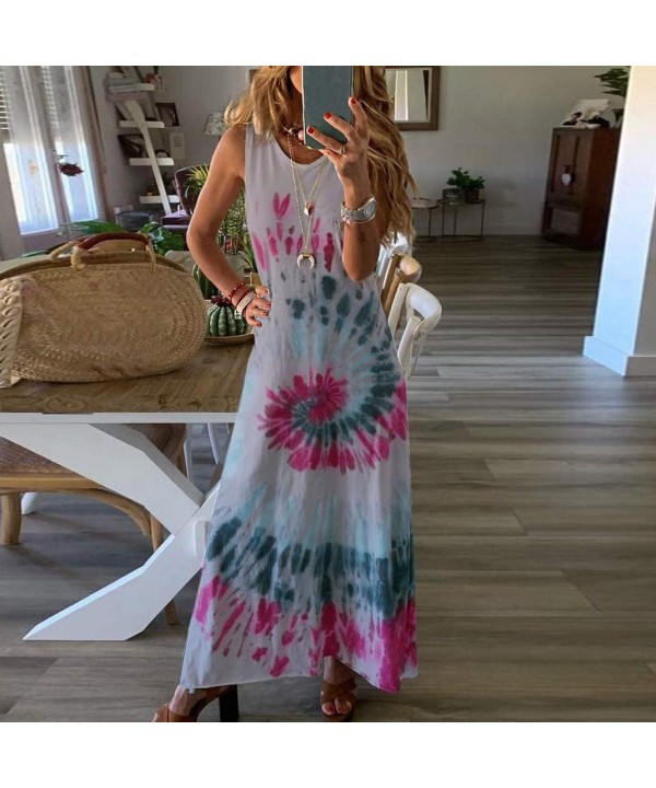 Women's Summer Casual Bohemian Spaghetti Strap Floral Printed Long Maxi Dress Sleeveless Tank Dresses Beach Sundress - Z2-gra...