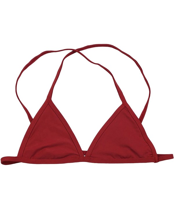 Women's Cross Back or Classic Triangle Double Layered Swim Top Bra Non Padded Wireless - Crossback - Burgundy - C118CY4K85U $...