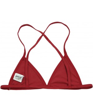 Women's Cross Back or Classic Triangle Double Layered Swim Top Bra Non Padded Wireless - Crossback - Burgundy - C118CY4K85U $...