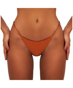 Solid Skimpy Hipster Bikini Swimsuit Bottom Adjustable Swimwear - Coffee - CE193YESDGE $12.98-Tankinis