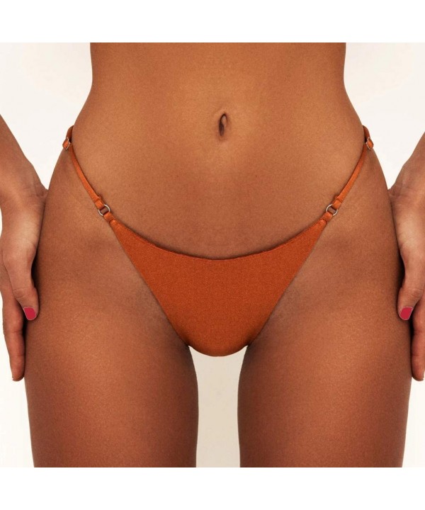 Solid Skimpy Hipster Bikini Swimsuit Bottom Adjustable Swimwear - Coffee - CE193YESDGE $12.98-Tankinis