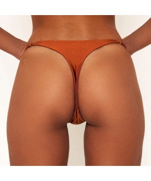 Solid Skimpy Hipster Bikini Swimsuit Bottom Adjustable Swimwear - Coffee - CE193YESDGE $12.98-Tankinis