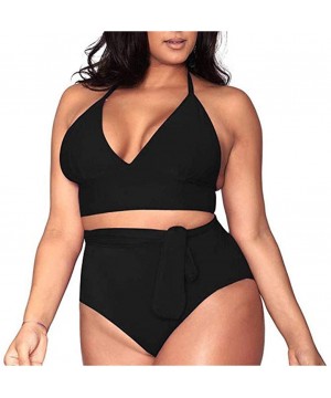 Plus Size Bathing Suits for Women High Waisted Tummy Control Swimwear Swimsuit Full Coverage - Black - CM197HWGDWK $16.53-Tan...