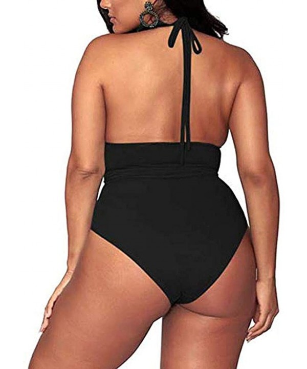 Plus Size Bathing Suits for Women High Waisted Tummy Control Swimwear Swimsuit Full Coverage - Black - CM197HWGDWK $16.53-Tan...