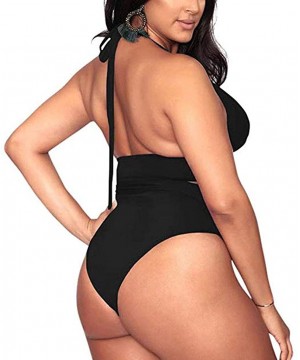 Plus Size Bathing Suits for Women High Waisted Tummy Control Swimwear Swimsuit Full Coverage - Black - CM197HWGDWK $16.53-Tan...