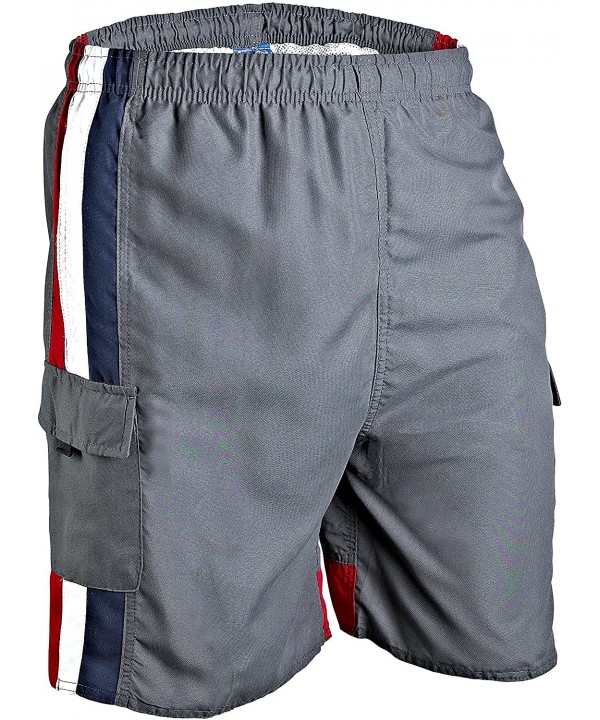 Surf Wear Men's Swim Trunks - Gray Red - CE119MYZU4N $13.90-Board Shorts