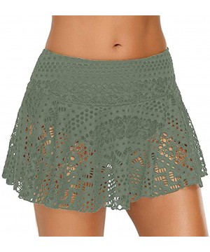 Beach Board Shorts Women- Women's Lace Crochet Skirted Bikini Bottom Swimsuit Short Skort Swim Skirt - Green - CR18RKDT2NI $1...