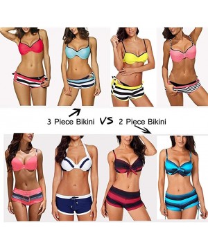 Womens Push Up Bikini Sets Swimwear with Swim Shorts - Y-red - CH1903E608G $24.75-Sets