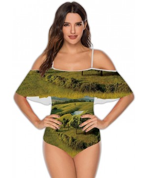 Sacral Chakra-Womens Flounce Off-Shoulder One-Piece Swimsuits Bathing Suit S - Multi 21 - C6199E4MKDN $32.23-One-Pieces