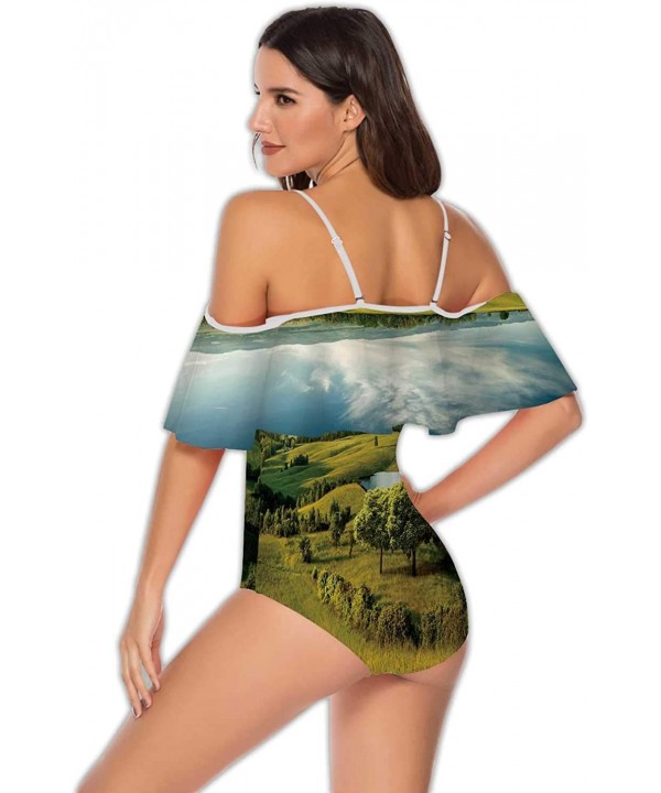 Sacral Chakra-Womens Flounce Off-Shoulder One-Piece Swimsuits Bathing Suit S - Multi 21 - C6199E4MKDN $32.23-One-Pieces