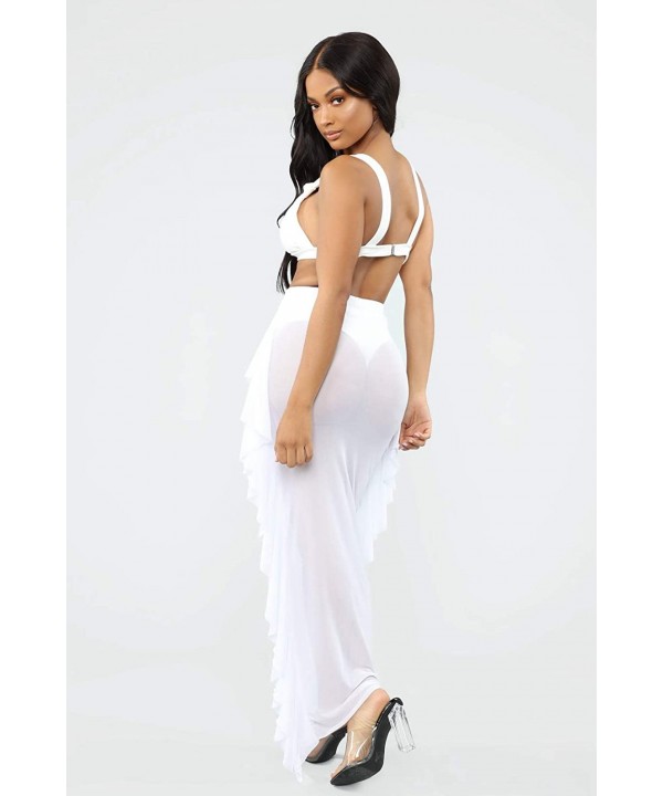 Women's Perspective Sheer Mesh Ruffle Pants Swimsuit Bikini Bottom Cover up Pants - Skirt-white - C918R0Z8WCD $8.65-Bottoms