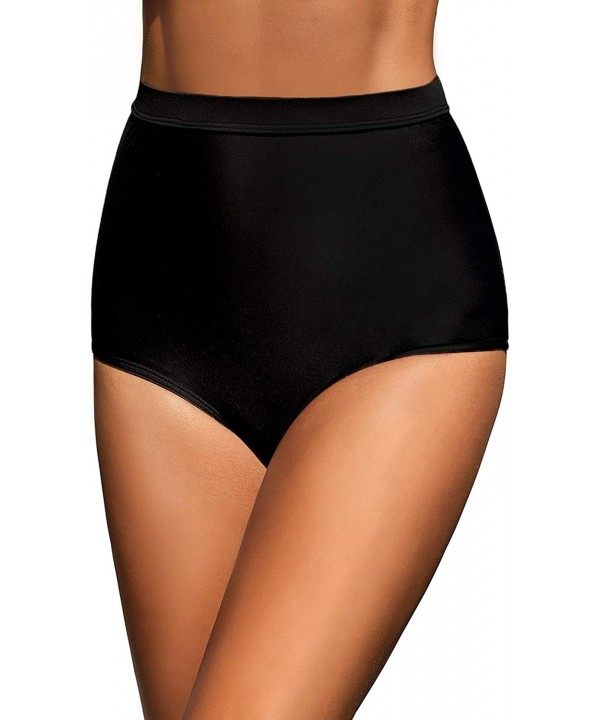 Women High Waisted Bikini Bottoms Ruched Swim Brief Short Tankinis - Black-h - CP193MW268C $12.62-Tankinis