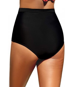 Women High Waisted Bikini Bottoms Ruched Swim Brief Short Tankinis - Black-h - CP193MW268C $12.62-Tankinis