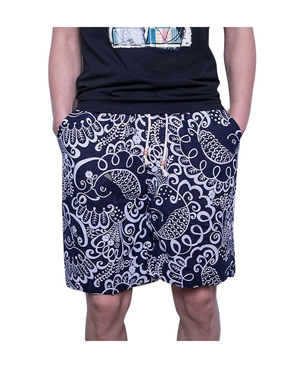 Floral Casual Shorts Pockets Workout Fit Gym Jogging Quick Dry Fashion Board Shorts - Blue - CP18RAS9W9Z $16.58-Racing