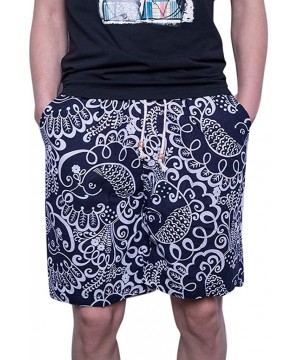 Floral Casual Shorts Pockets Workout Fit Gym Jogging Quick Dry Fashion Board Shorts - Blue - CP18RAS9W9Z $16.58-Racing