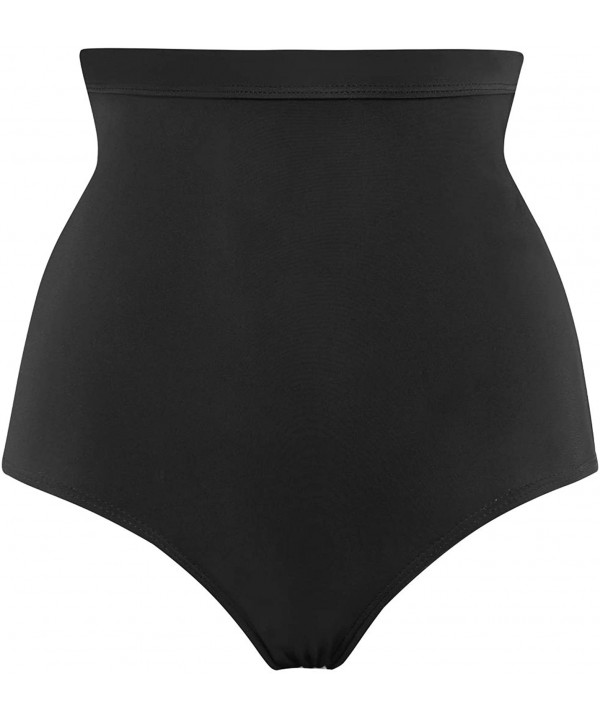 Women High Waisted Bikini Bottoms Ruched Swim Brief Short Tankinis - Black-h - CP193MW268C $12.62-Tankinis