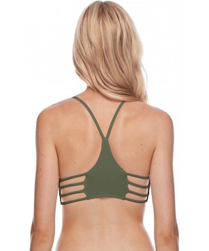 Women's Smoothies Alani Solid Strappy Back Halter Bikini Top Swimsuit - Cactus - CD18HWLT5TT $46.49-Sets