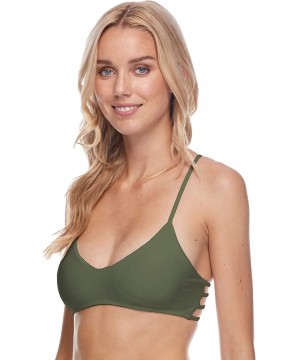 Women's Smoothies Alani Solid Strappy Back Halter Bikini Top Swimsuit - Cactus - CD18HWLT5TT $46.49-Sets