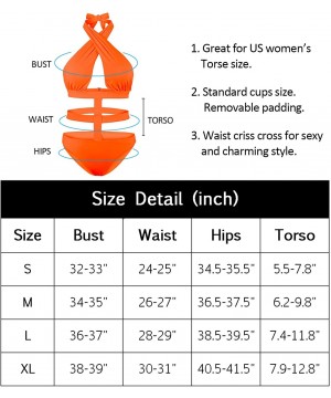 Women's Sexy Bandage Criss Cross One Piece Cutout Halter Monokini Swimsuit Bathing Suit Swimwear - Orange - CT12OCKQLR6 $17.4...