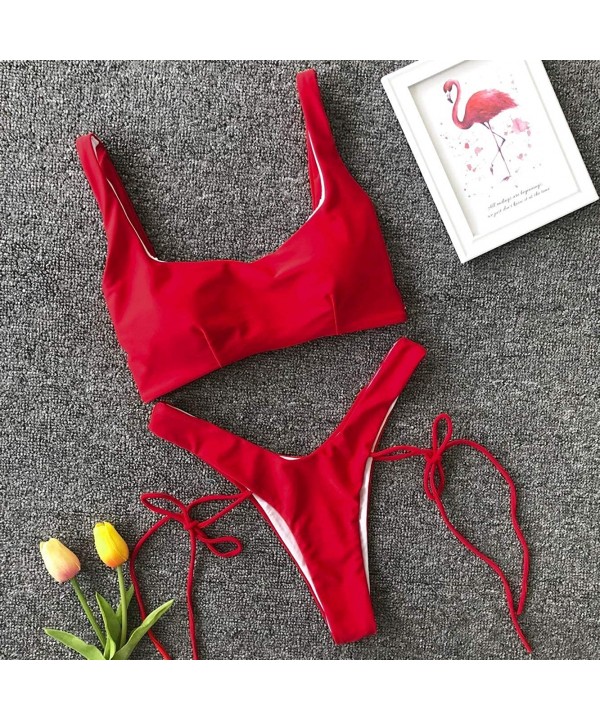 Sexy Womens Brazilian Thong Bikini Sets Padded Swimsuit Swimwear - Z-red - CN18QOGDMTK $17.57-Sets