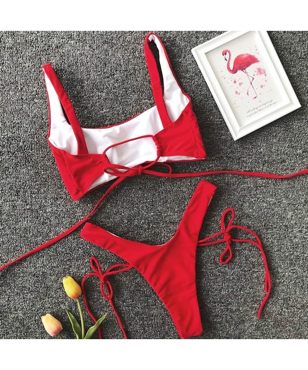 Sexy Womens Brazilian Thong Bikini Sets Padded Swimsuit Swimwear - Z-red - CN18QOGDMTK $17.57-Sets