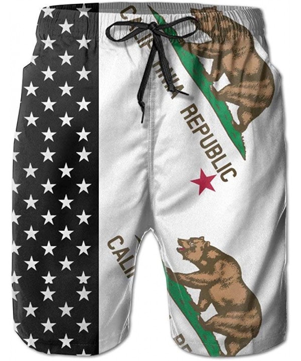 Men Flag of USA California Swim Trunk Board Short Beach Shorts - White - CW18HUAL4ET $28.21-Board Shorts