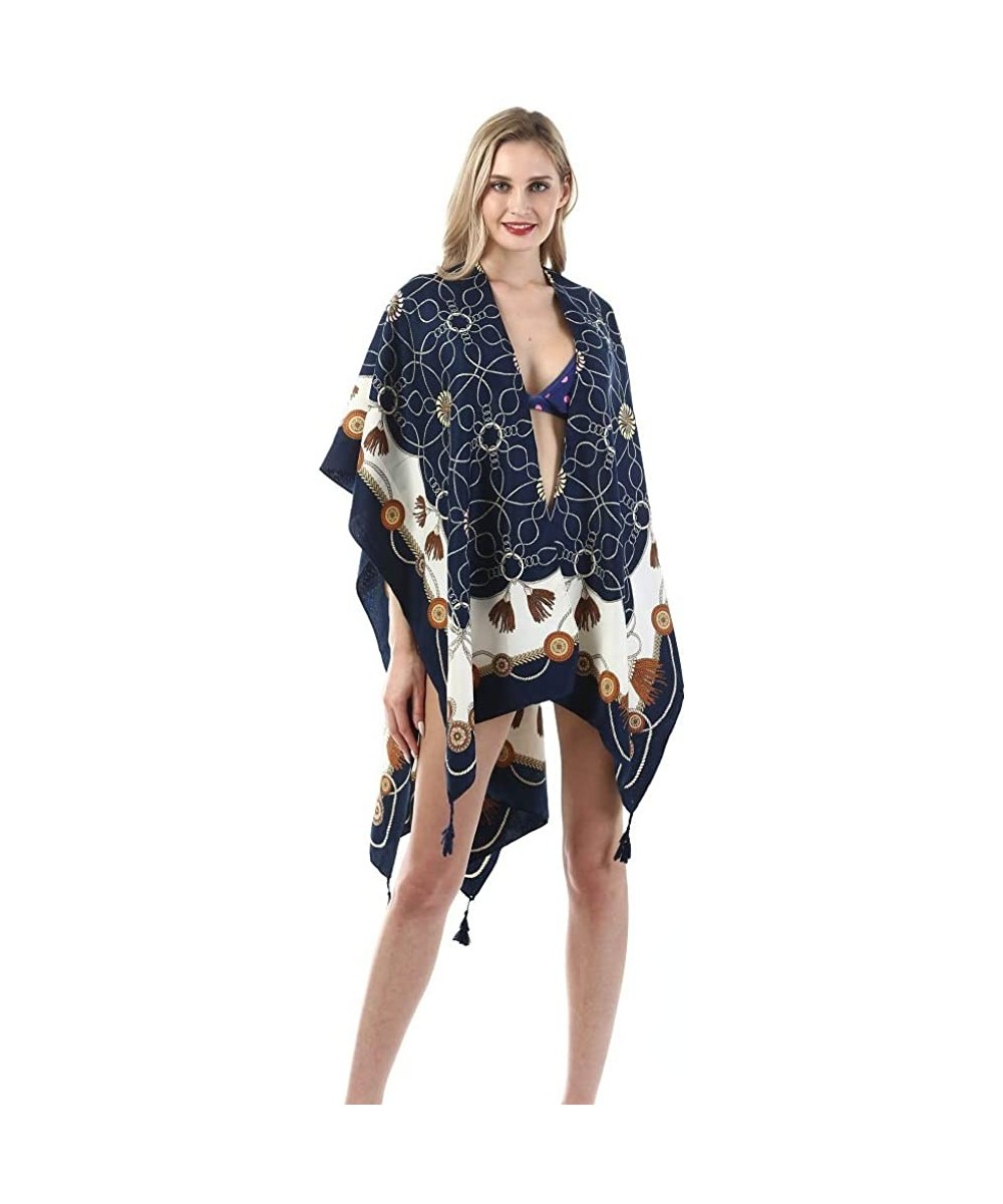 Women's Beach Cover up Swimsuit Kimono Cardigan with Vintage Floral Print - A20 - C618SL3XN6Q $15.62-Cover-Ups