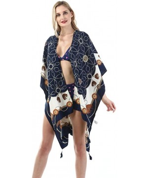 Women's Beach Cover up Swimsuit Kimono Cardigan with Vintage Floral Print - A20 - C618SL3XN6Q $15.62-Cover-Ups