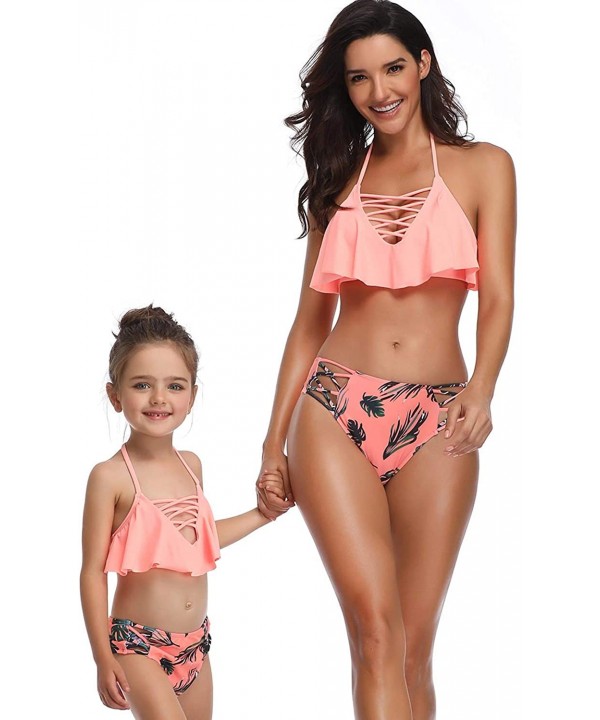 Girls Swimsuit Two Pieces Bikini Set Tassel Falbala Matching Swimwear Bathing Suits - Orange - CX18M6GL5NM $20.76-Sets