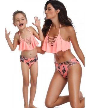 Girls Swimsuit Two Pieces Bikini Set Tassel Falbala Matching Swimwear Bathing Suits - Orange - CX18M6GL5NM $20.76-Sets